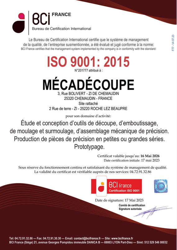 certification ISO9001